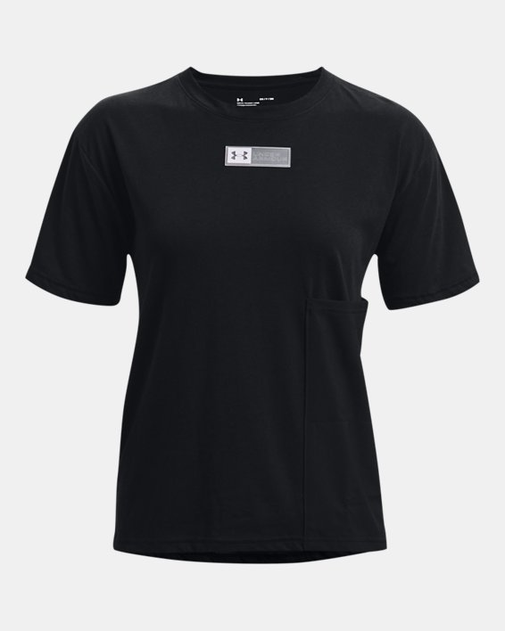 Women's UA Woven Pocket T-Shirt, Black, pdpMainDesktop image number 4